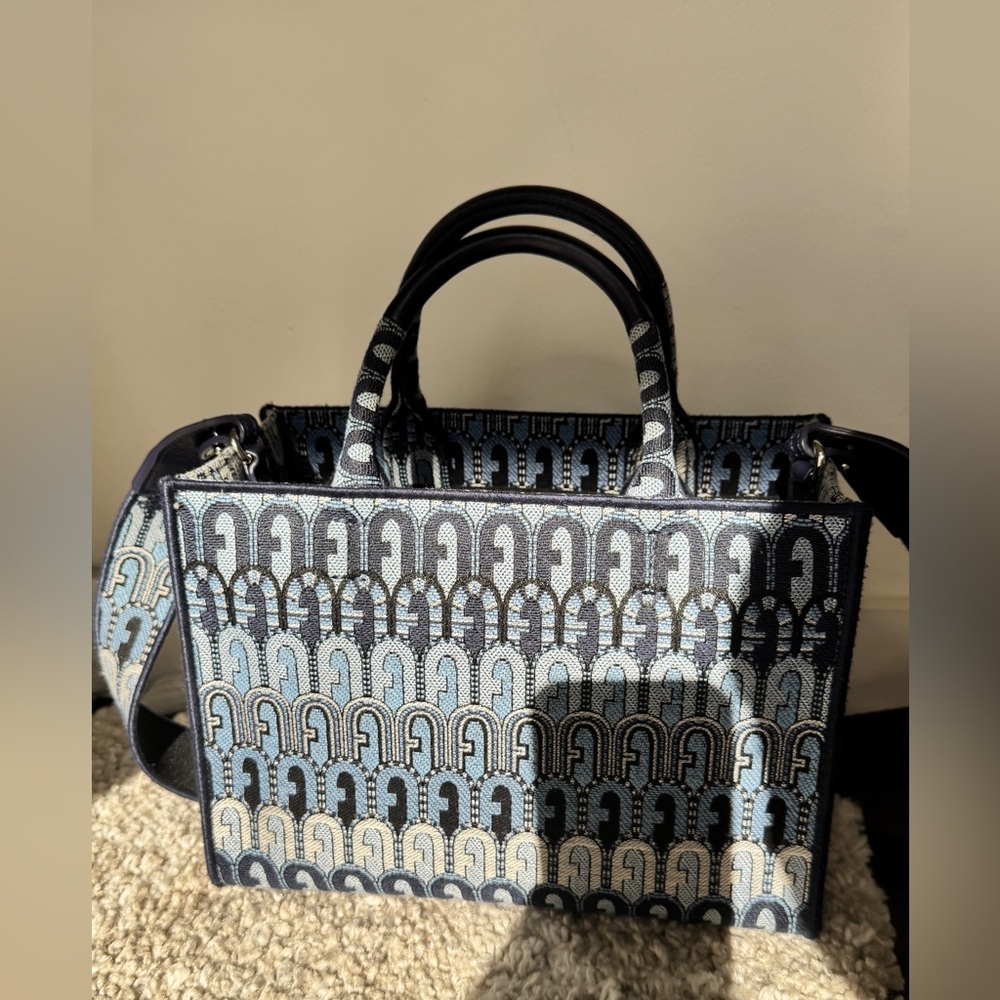 Furla Toni Antracite jacquard-embossed tote bag